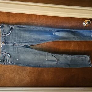 Zara Distressed Blue Skinny Jeans
